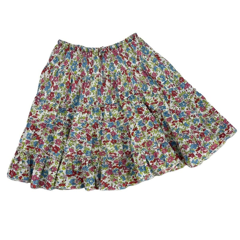 Mini Boden Girls Size 7-8 Y Cottage Floral Tiered Midi Full Twirl Skirt Cotton